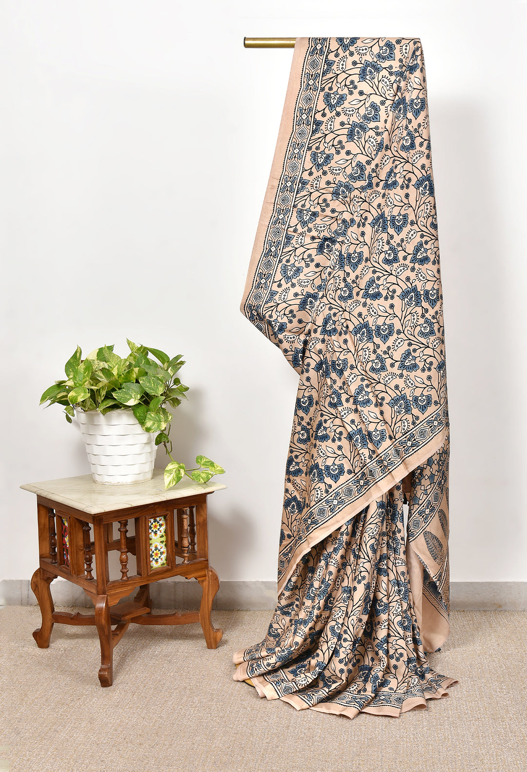 MANORIMA : AJRAKH HANDBLOCK MODAL SILK SAREE