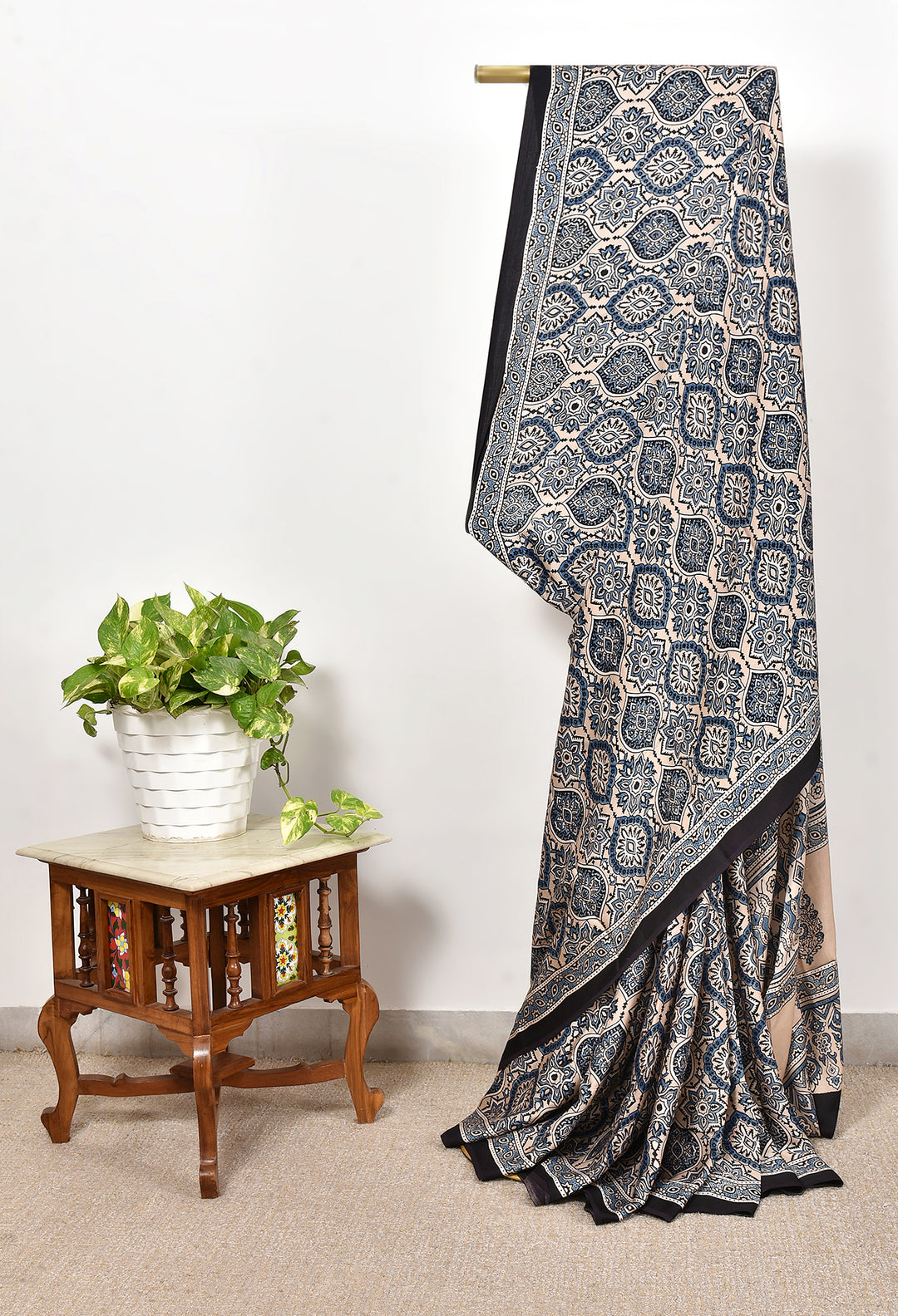 LEHAR : AJRAKH HANDBLOCK MODAL SILK SAREE
