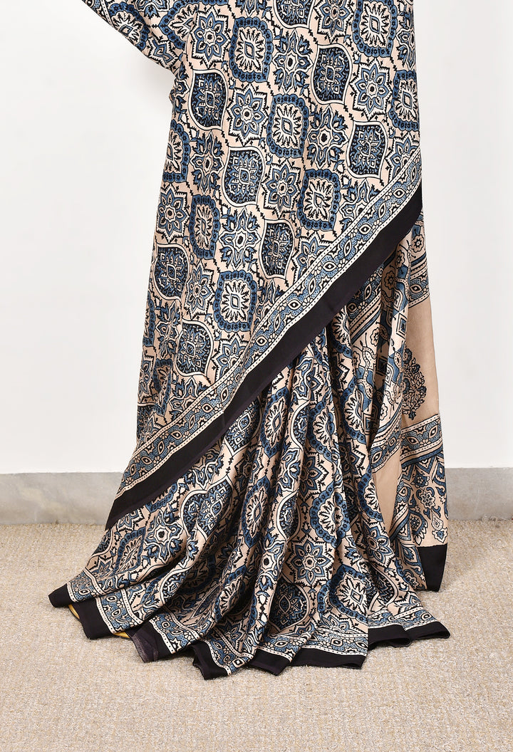 LEHAR : AJRAKH HANDBLOCK MODAL SILK SAREE