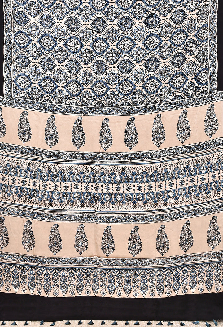 LEHAR : AJRAKH HANDBLOCK MODAL SILK SAREE