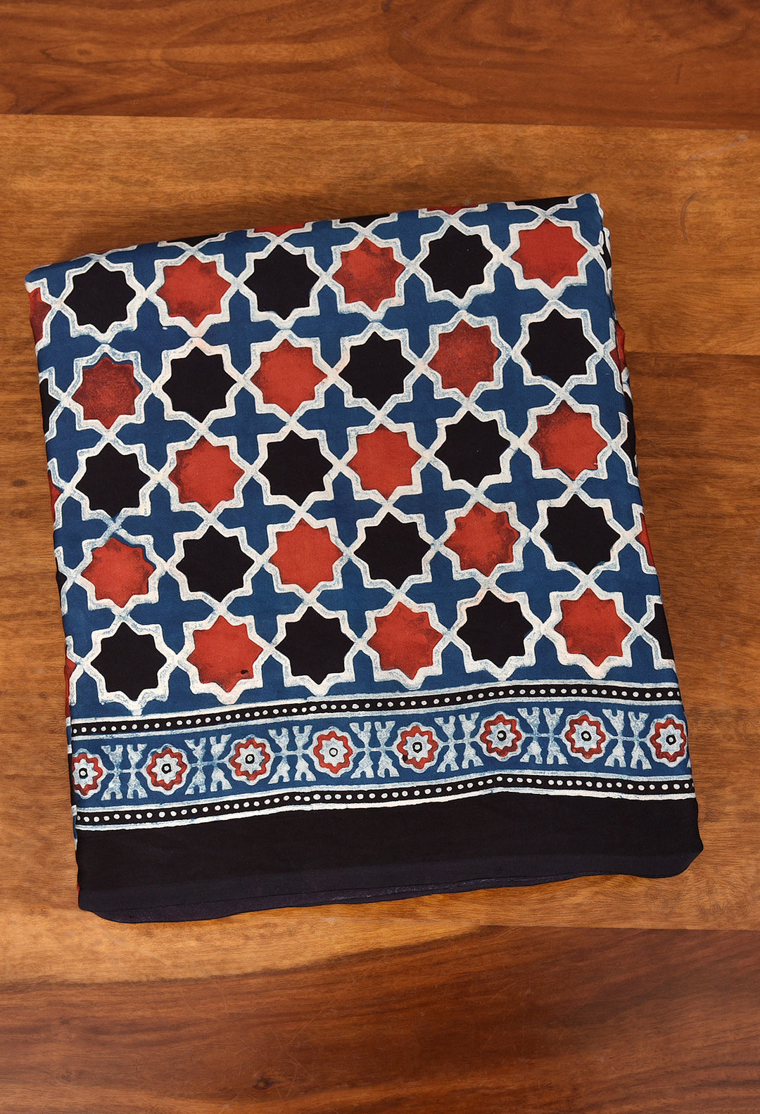 HIYANI : AJRAKH HANDBLOCK MODAL SILK SAREE