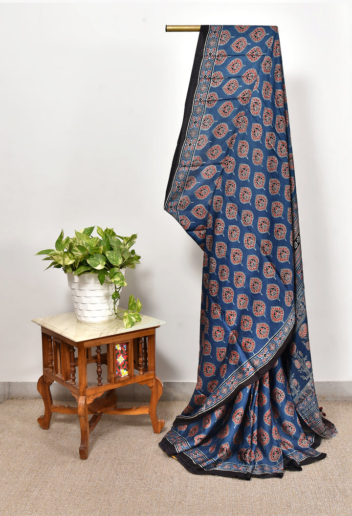 NILAM : AJRAKH HANDBLOCK MODAL SILK SAREE