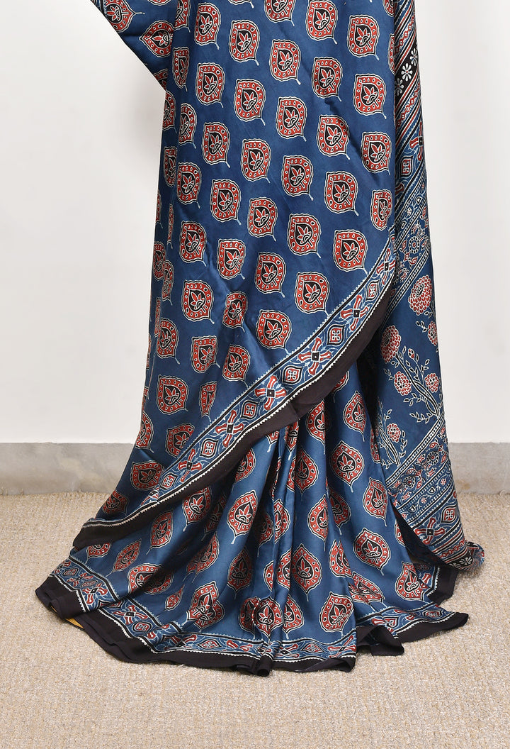 NILAM : AJRAKH HANDBLOCK MODAL SILK SAREE