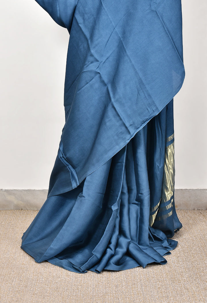 ASHNA  : PLAIN MODAL SILK SAREE WITH TISSUE PALLU