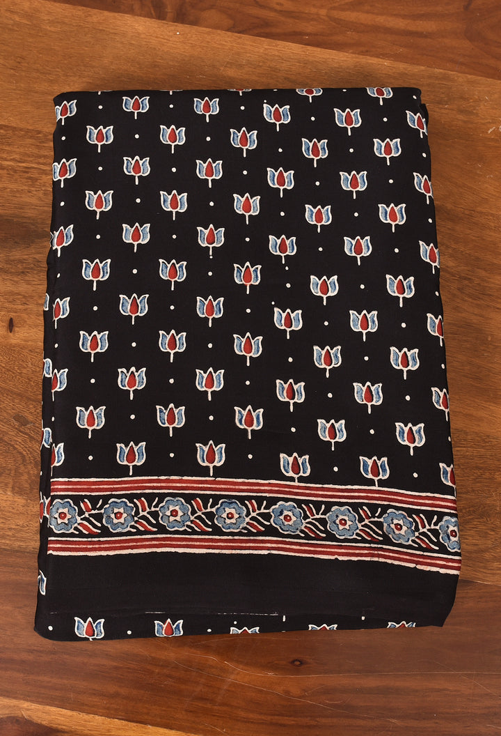 KIYANA : AJRAKH HANDBLOCK MODAL SILK SAREE WITH TISSUE PALLU