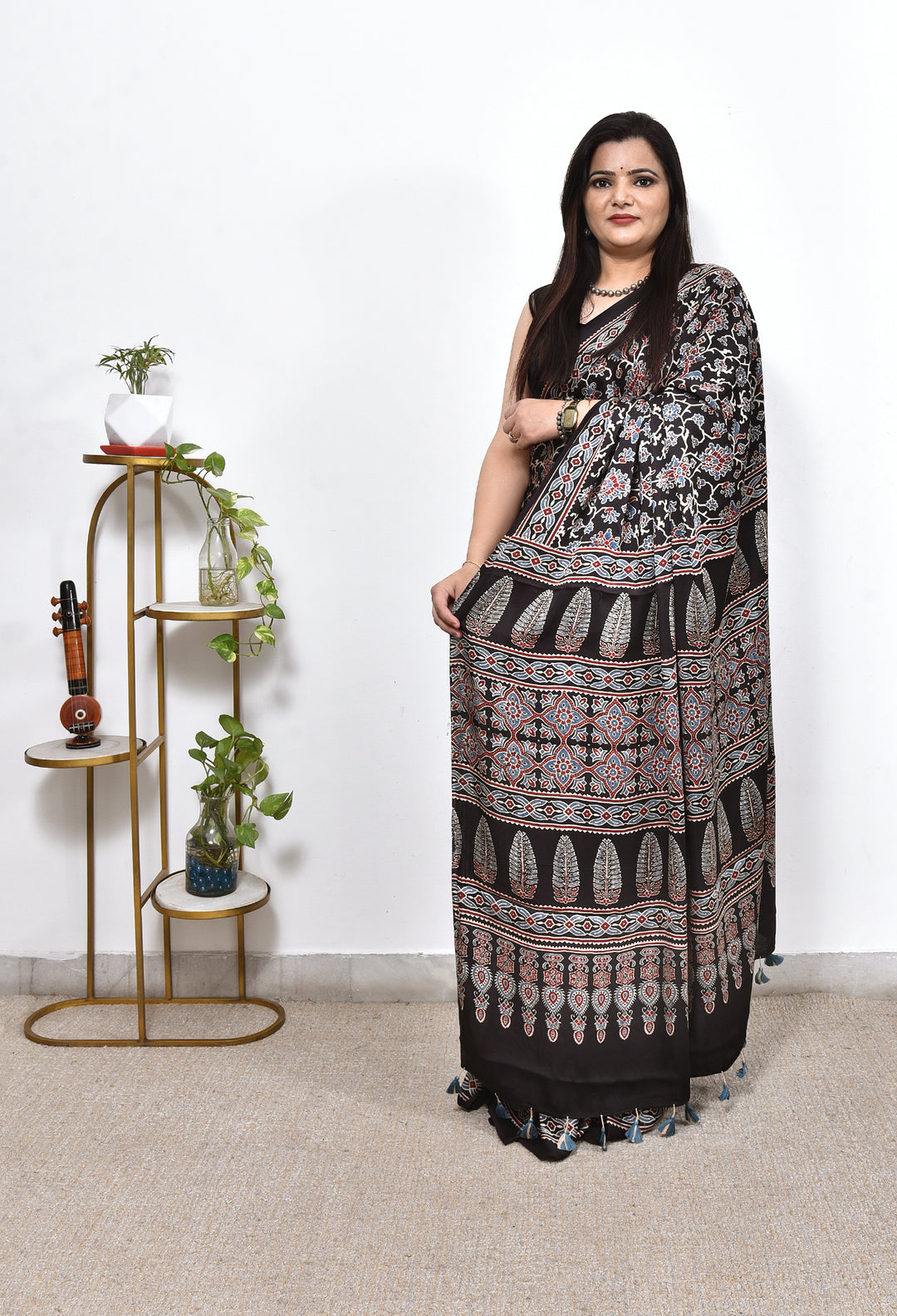 JENSIYA : AJRAKH HANDBLOCK MODAL SILK SAREE