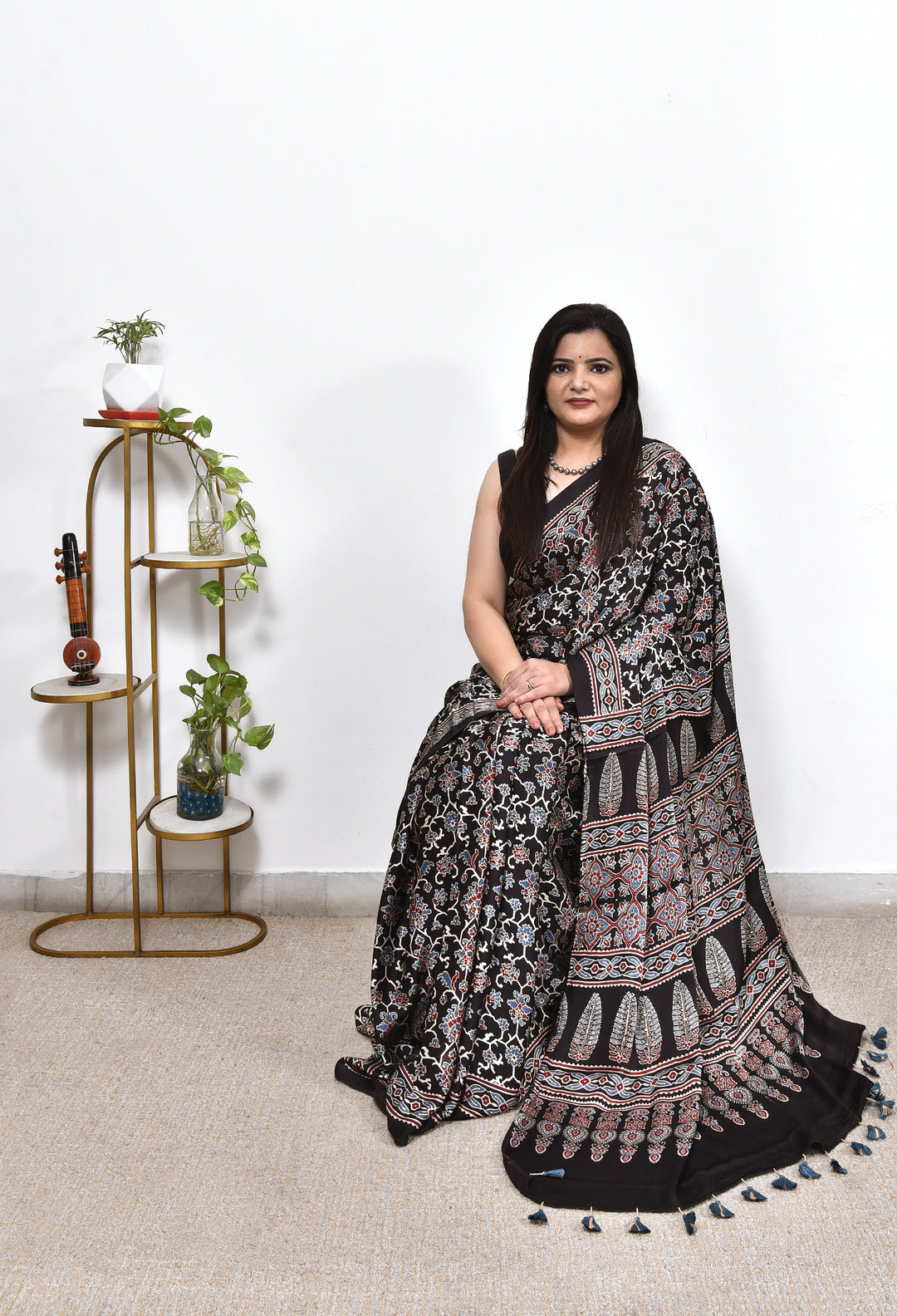 JENSIYA : AJRAKH HANDBLOCK MODAL SILK SAREE