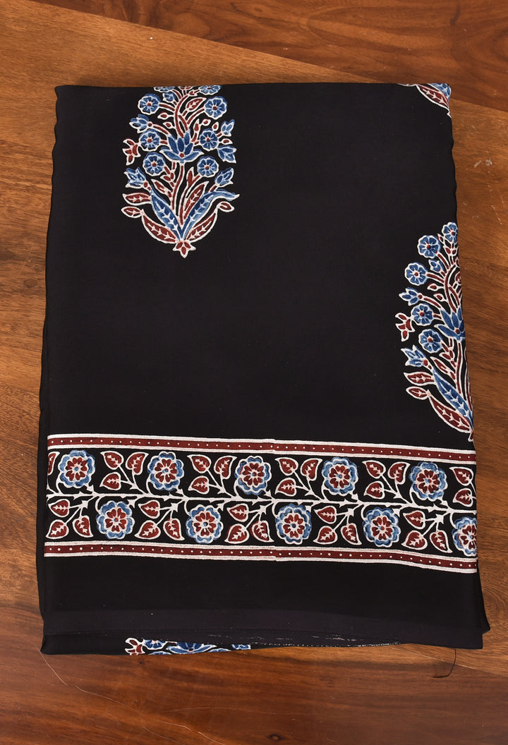 TRIYA : AJRAKH HANDBLOCK MODAL SILK SAREE