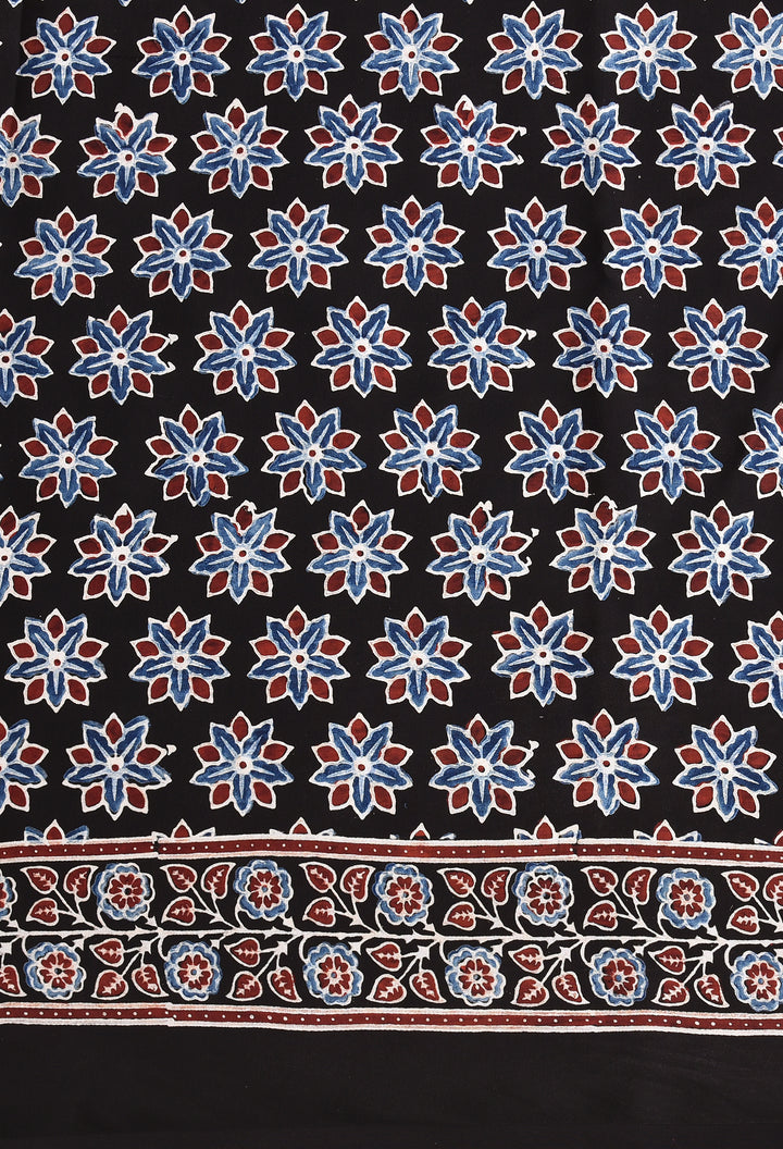 TRIYA : AJRAKH HANDBLOCK MODAL SILK SAREE