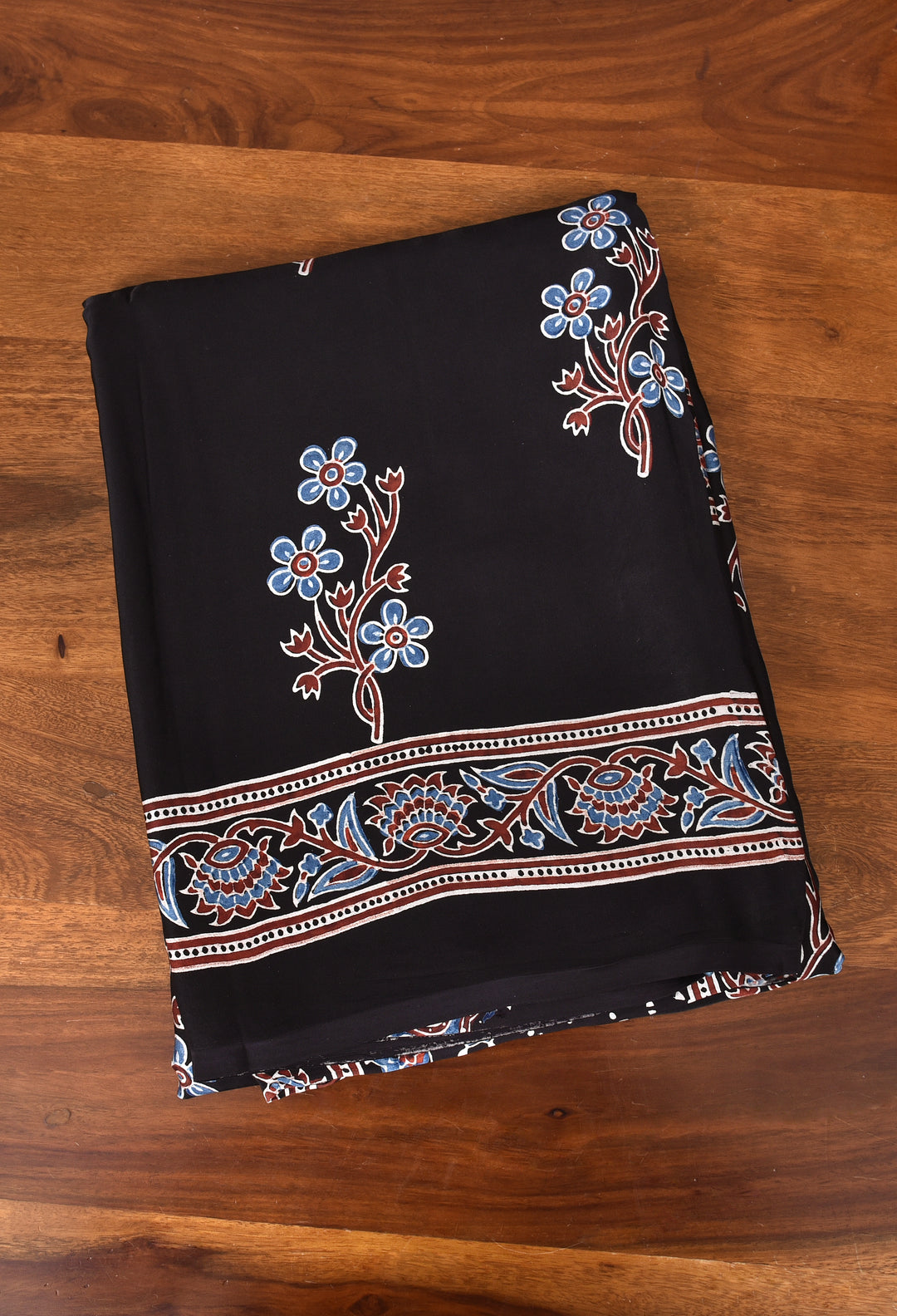 RAKHI : AJRAKH HANDBLOCK MODAL SILK SAREE