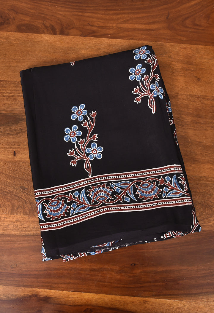 RAKHI : AJRAKH HANDBLOCK MODAL SILK SAREE