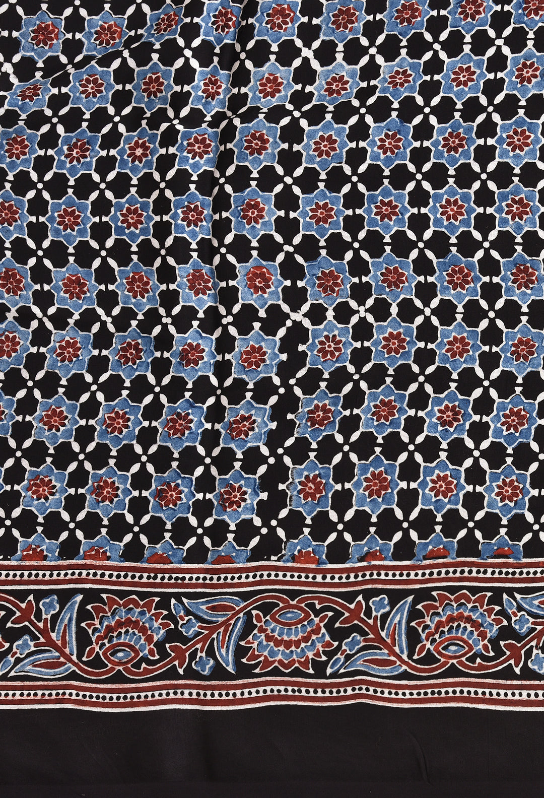 RAKHI : AJRAKH HANDBLOCK MODAL SILK SAREE