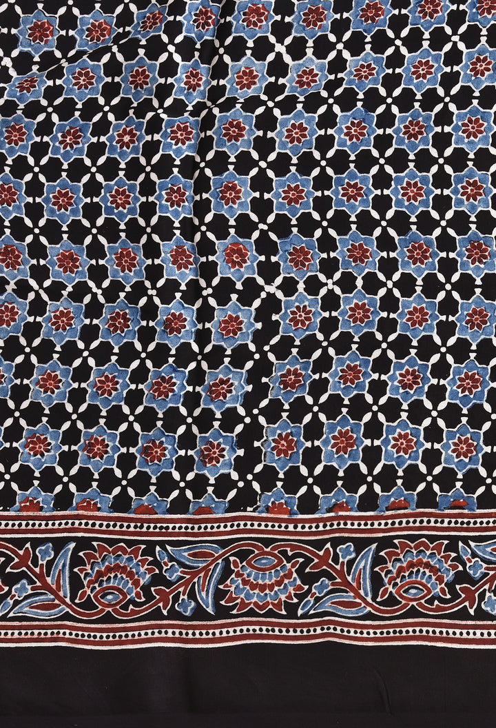 RAKHI : AJRAKH HANDBLOCK MODAL SILK SAREE