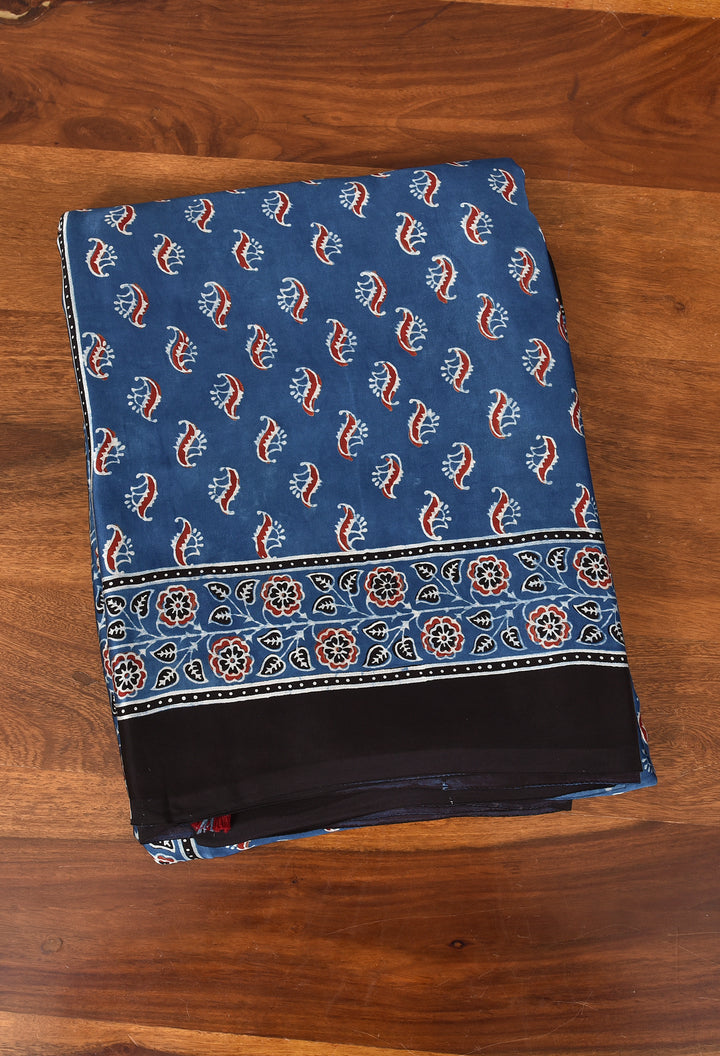 RIVABA : AJRAKH HANDBLOCK MODAL SILK SAREE