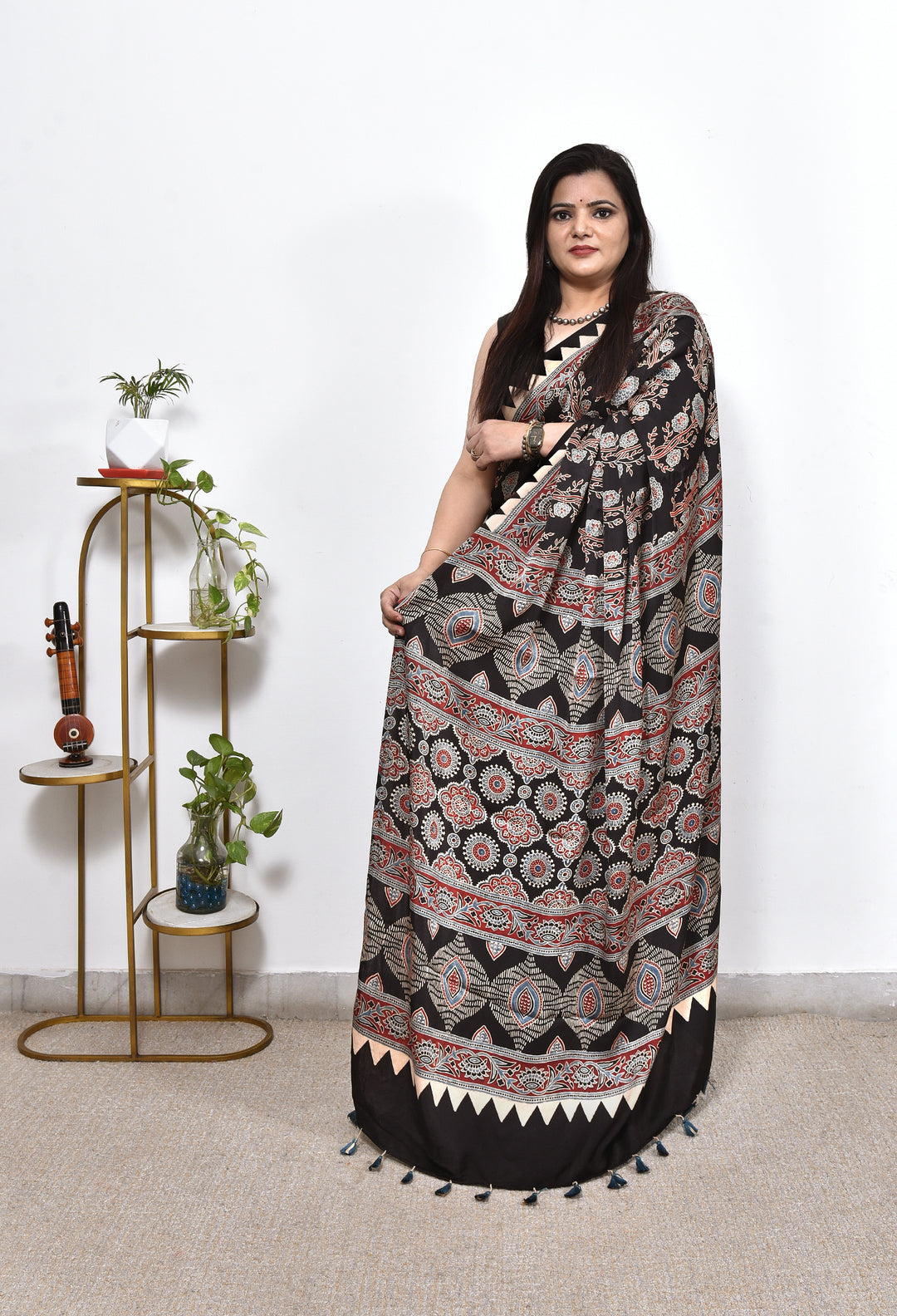 JULIE : AJRAKH HANDBLOCK MODAL SILK SAREE