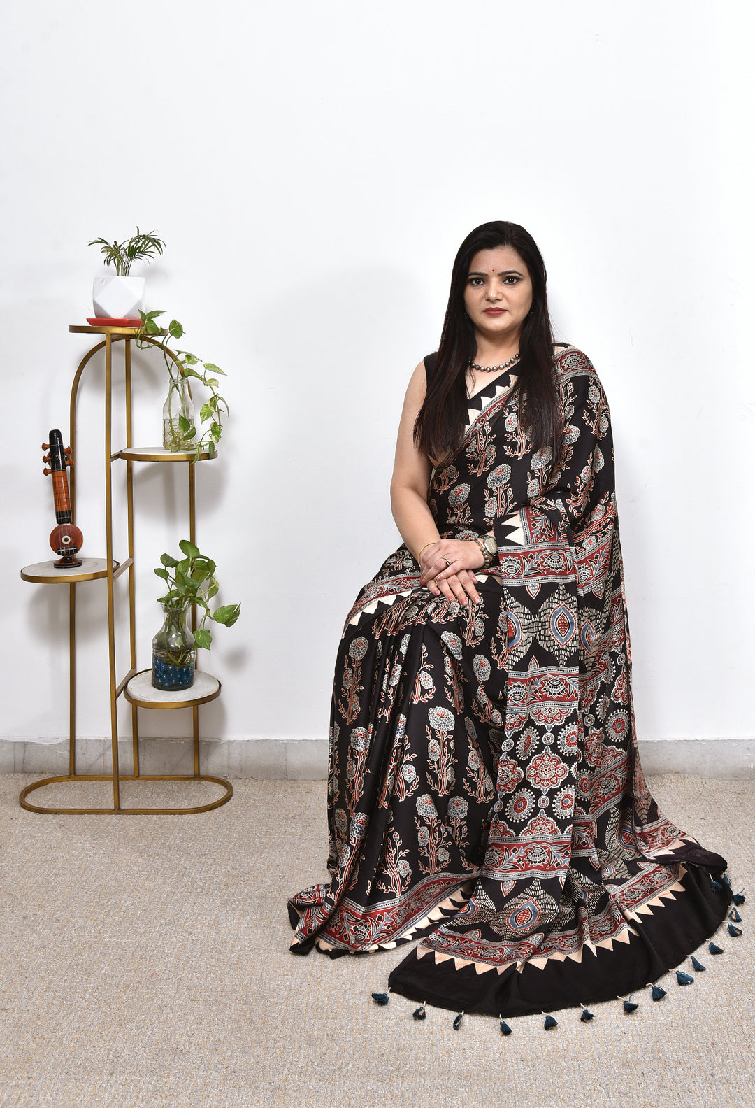 JULIE : AJRAKH HANDBLOCK MODAL SILK SAREE
