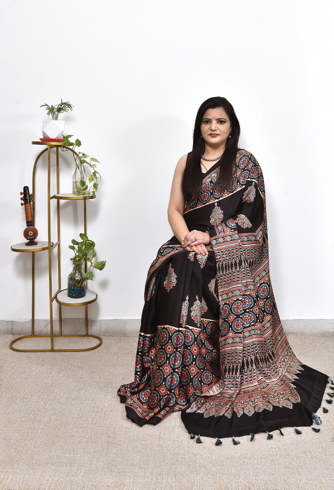 DEEPTHI  : AJRAKH HANDBLOCK MODAL SILK SAREE