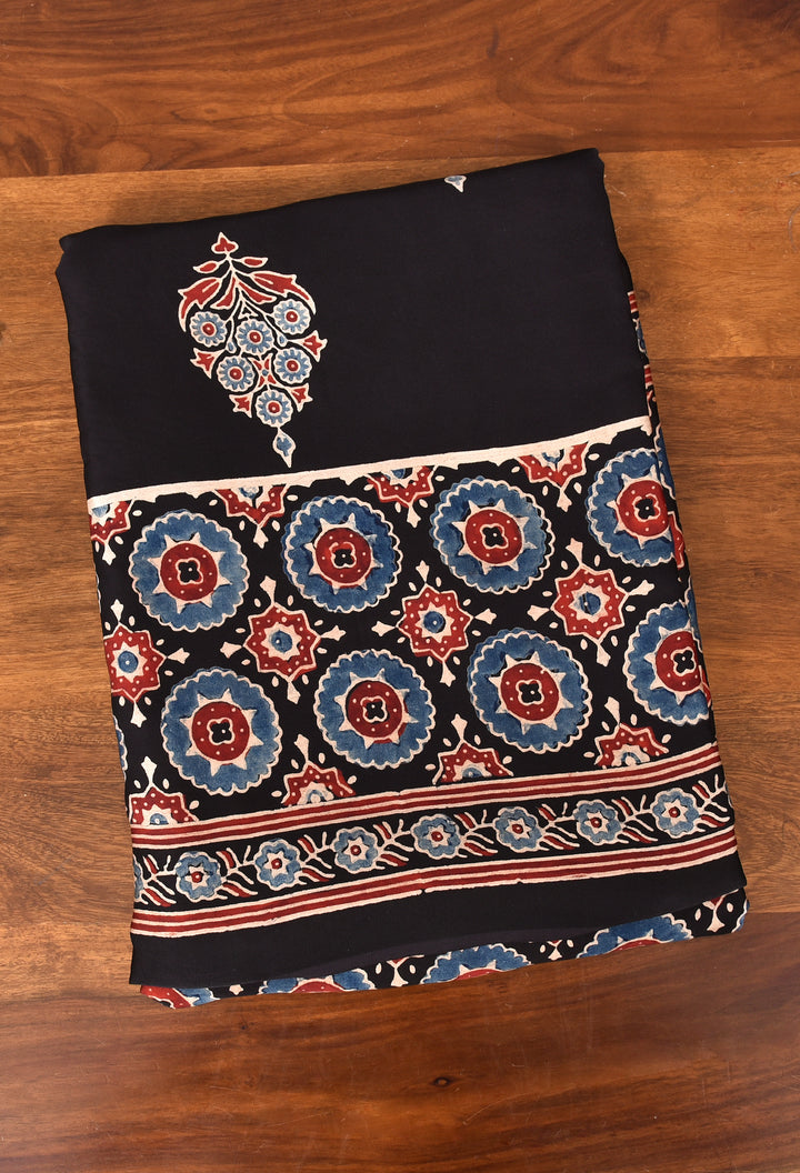 DEEPTHI  : AJRAKH HANDBLOCK MODAL SILK SAREE