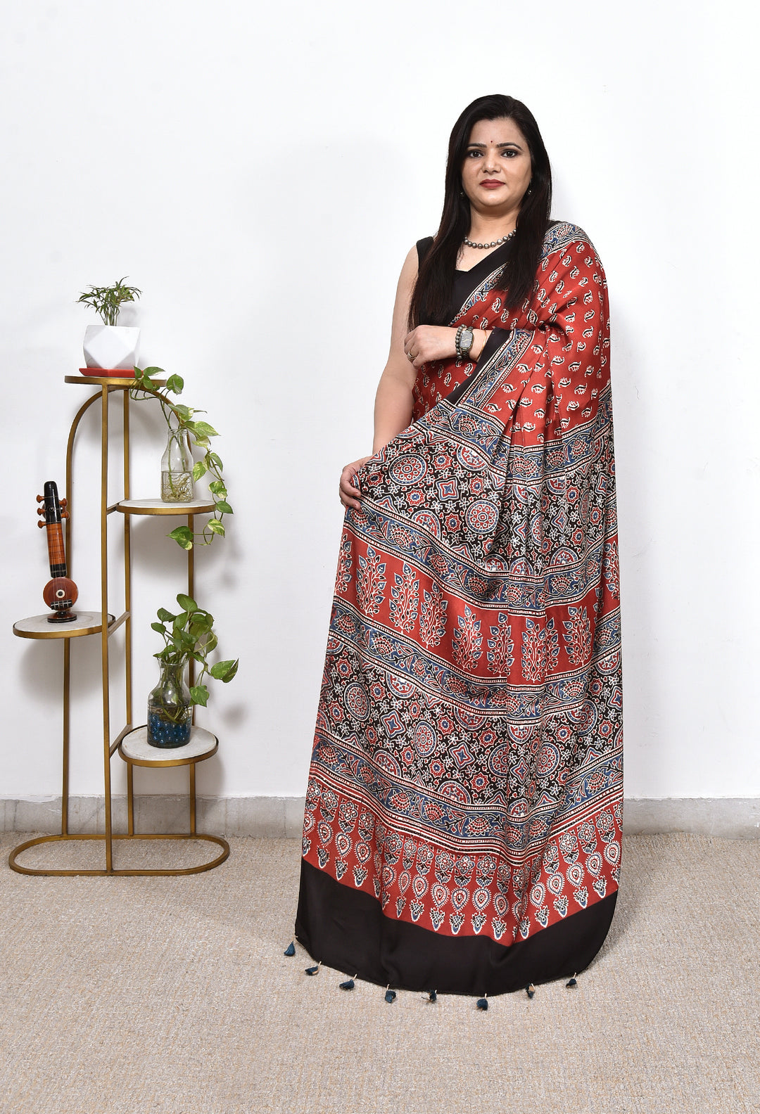 SONIYA : AJRAKH HANDBLOCK MODAL SILK SAREE