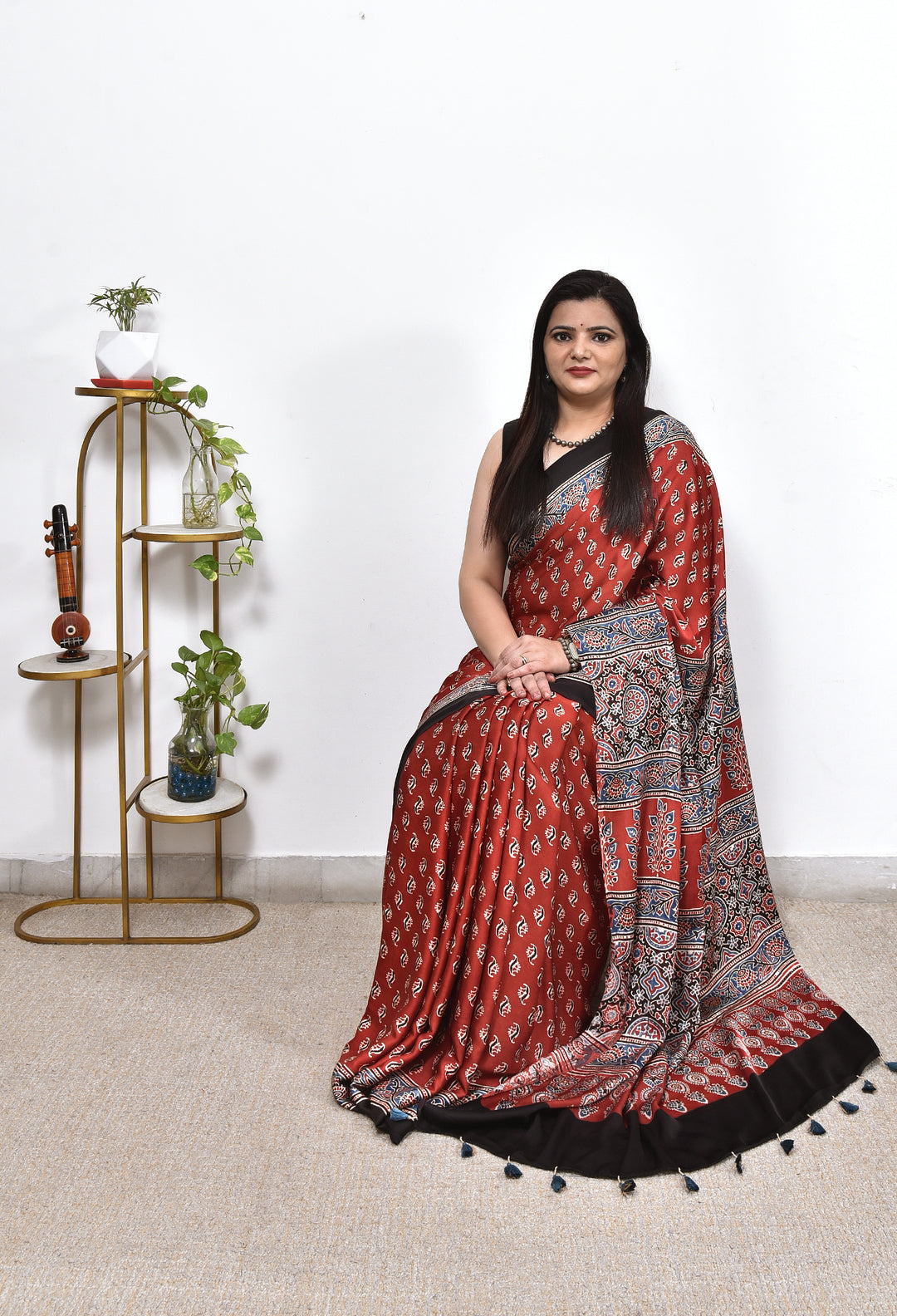 SONIYA : AJRAKH HANDBLOCK MODAL SILK SAREE