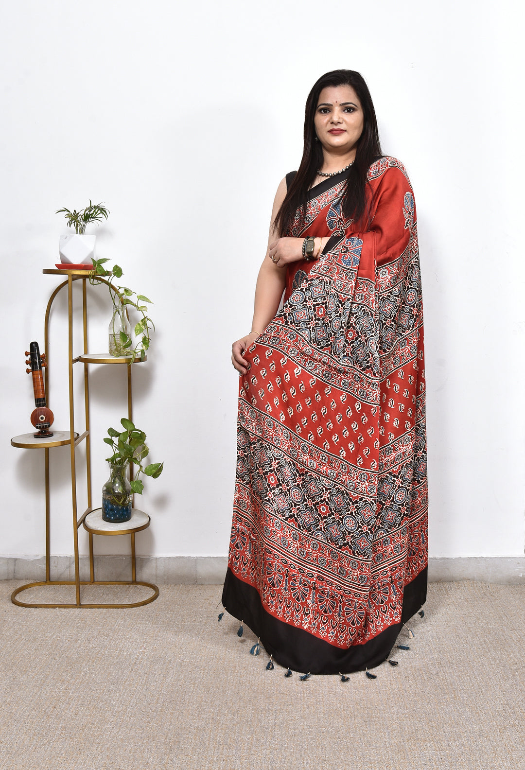 SUSHMITA : AJRAKH HANDBLOCK MODAL SILK SAREE