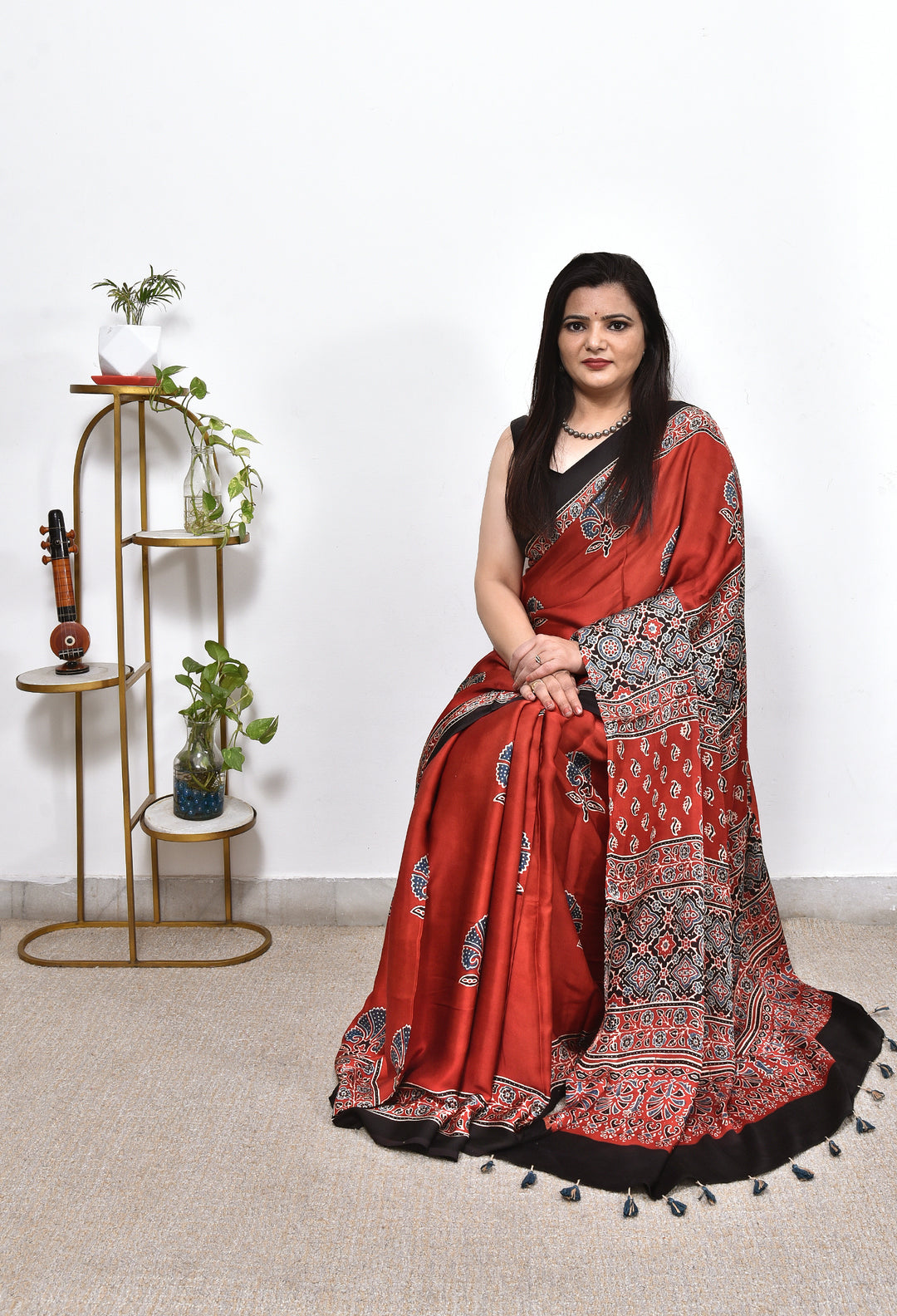 SUSHMITA : AJRAKH HANDBLOCK MODAL SILK SAREE