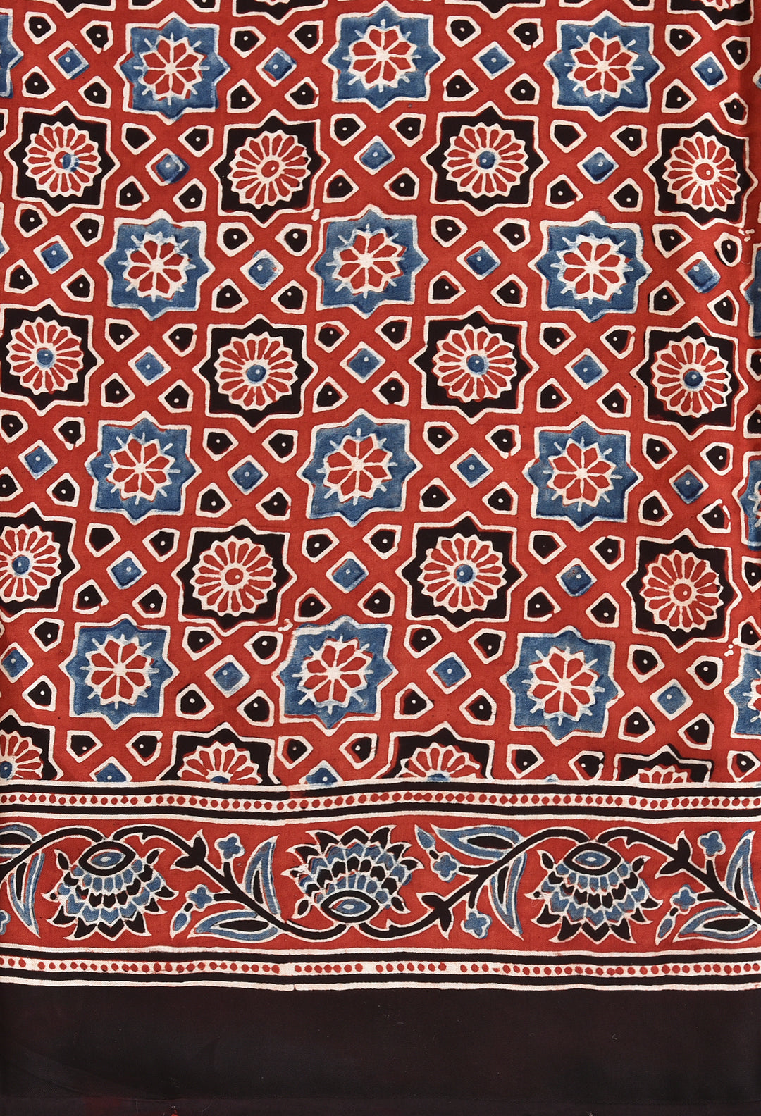 PIYUSHA : AJRAKH HANDBLOCK MODAL SILK SAREE