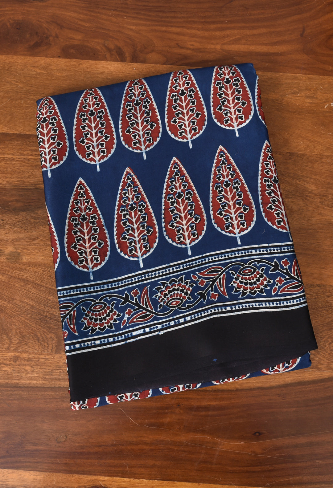 LOBHA : AJRAKH HANDBLOCK MODAL SILK SAREE