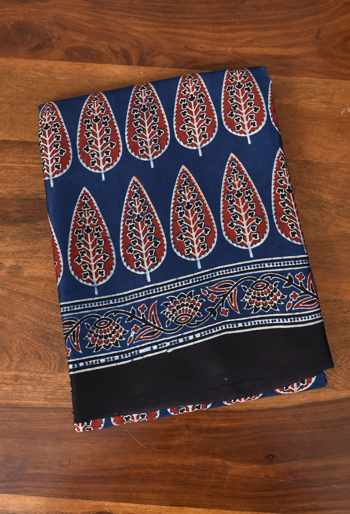 LOBHA : AJRAKH HANDBLOCK MODAL SILK SAREE