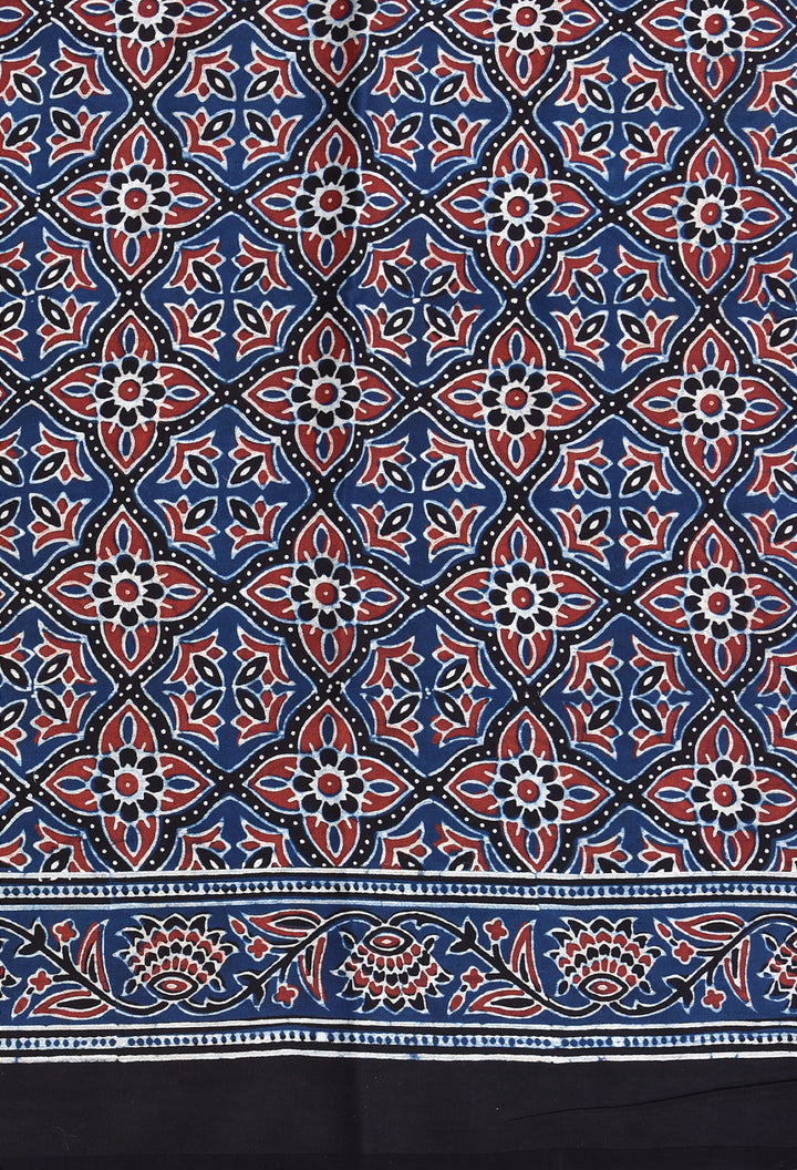 LOBHA : AJRAKH HANDBLOCK MODAL SILK SAREE