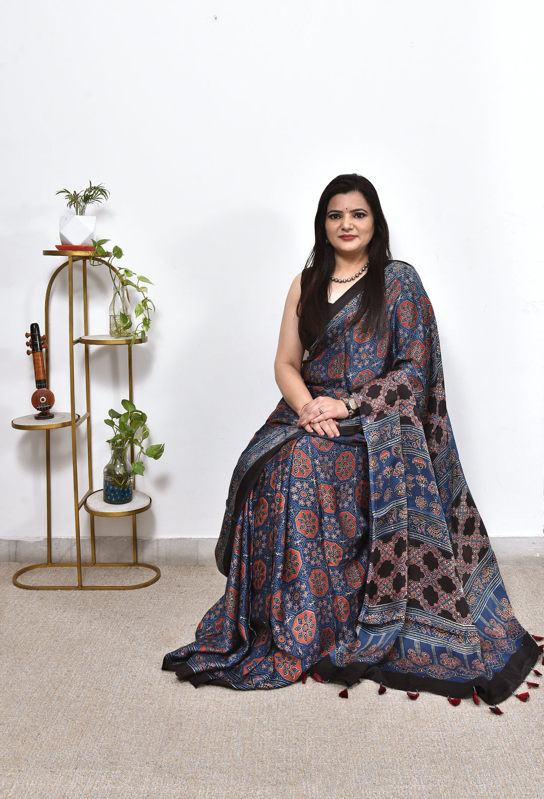 KEVA : AJRAKH HANDBLOCK MODAL SILK SAREE