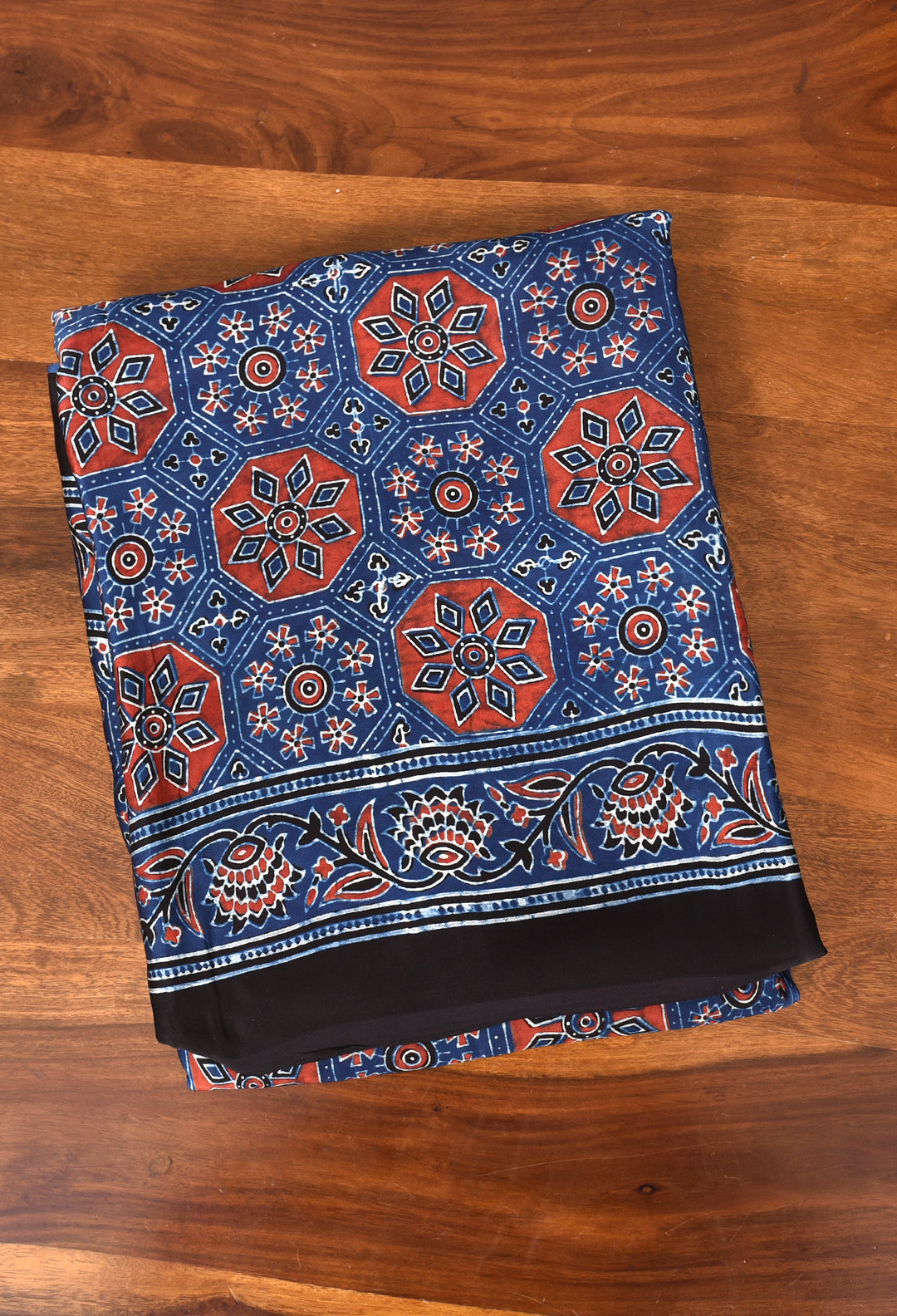 KEVA : AJRAKH HANDBLOCK MODAL SILK SAREE