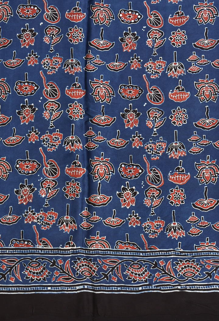 KEVA : AJRAKH HANDBLOCK MODAL SILK SAREE