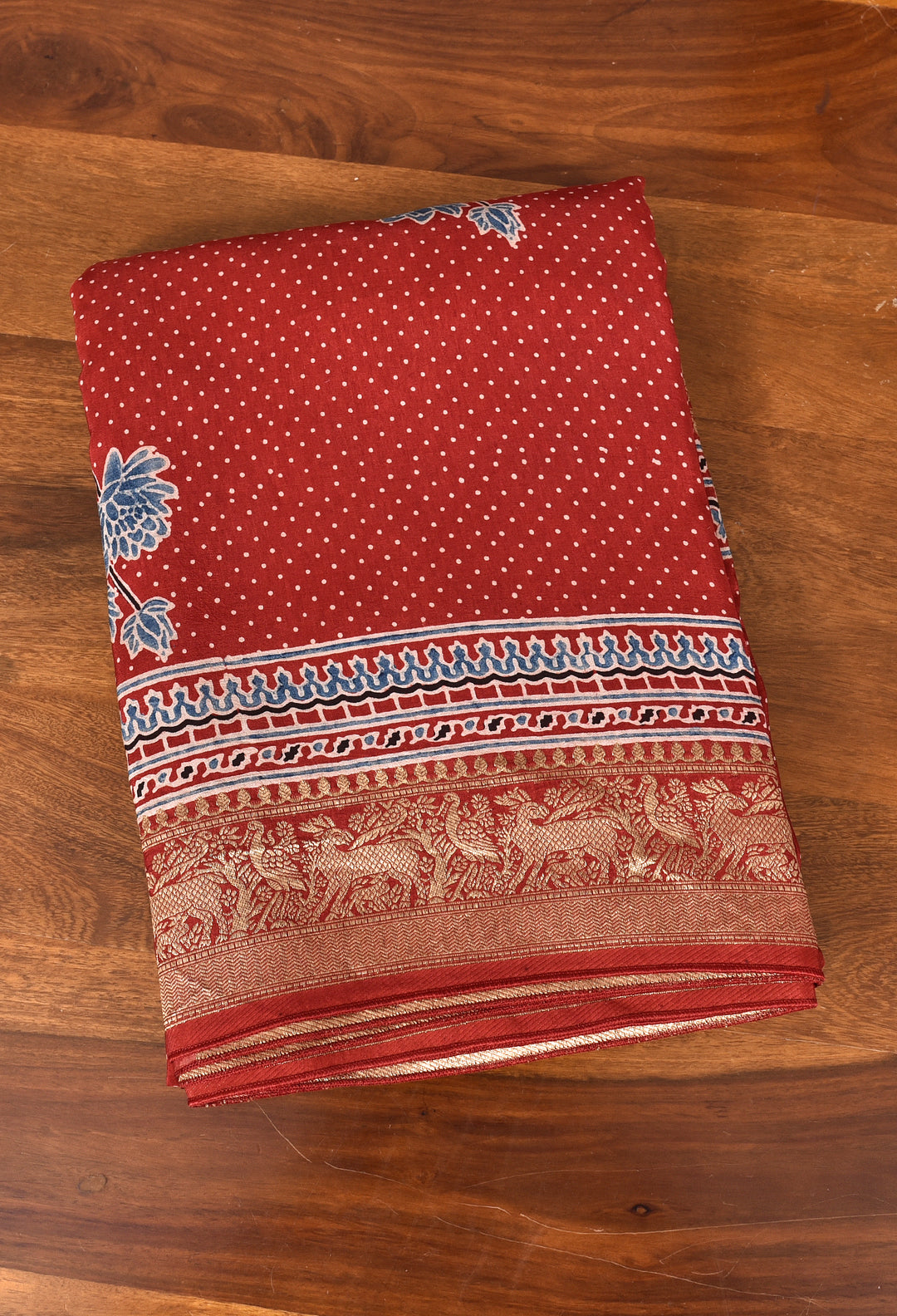 NUMALI : AJRAKH DOLA SILK SAREE WITH NAKSHI ZARI PALLU