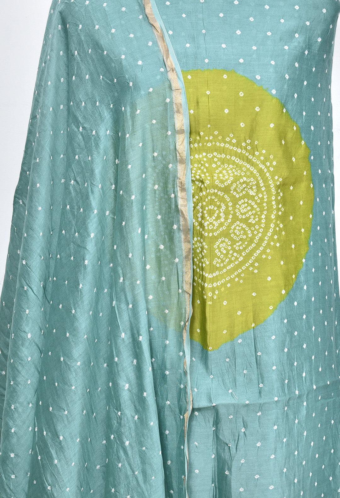ROMILA : HANDMADE BANDHANI CHANDERI SILK -COTTON 3 PIECE SUIT SET