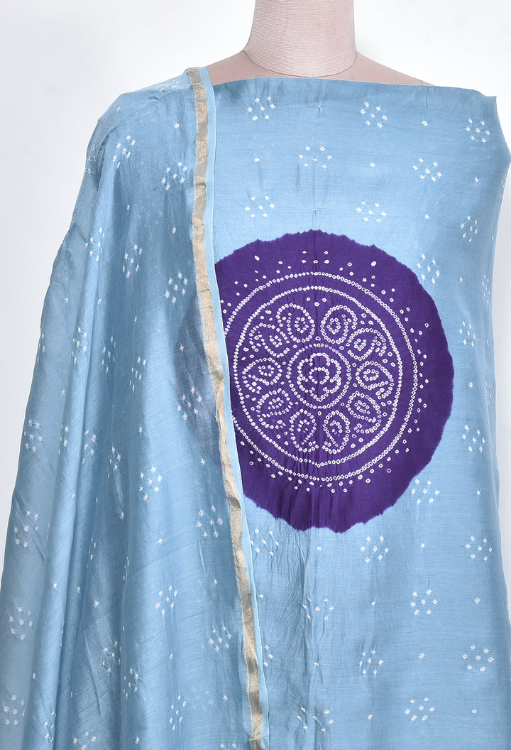 VANYA : HANDMADE BANDHANI CHANDERI SILK -COTTON 3 PIECE SUIT SET