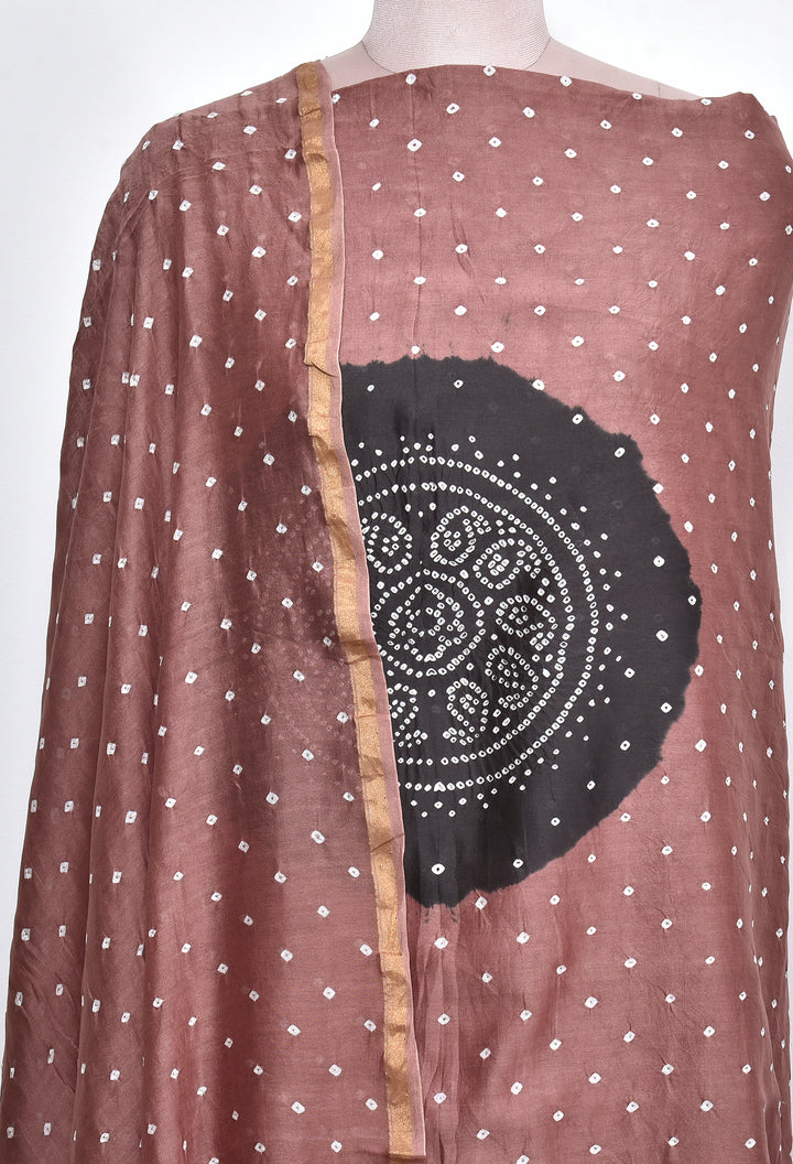 SHARAD : HANDMADE BANDHANI CHANDERI SILK -COTTON 3 PIECE SUIT SET