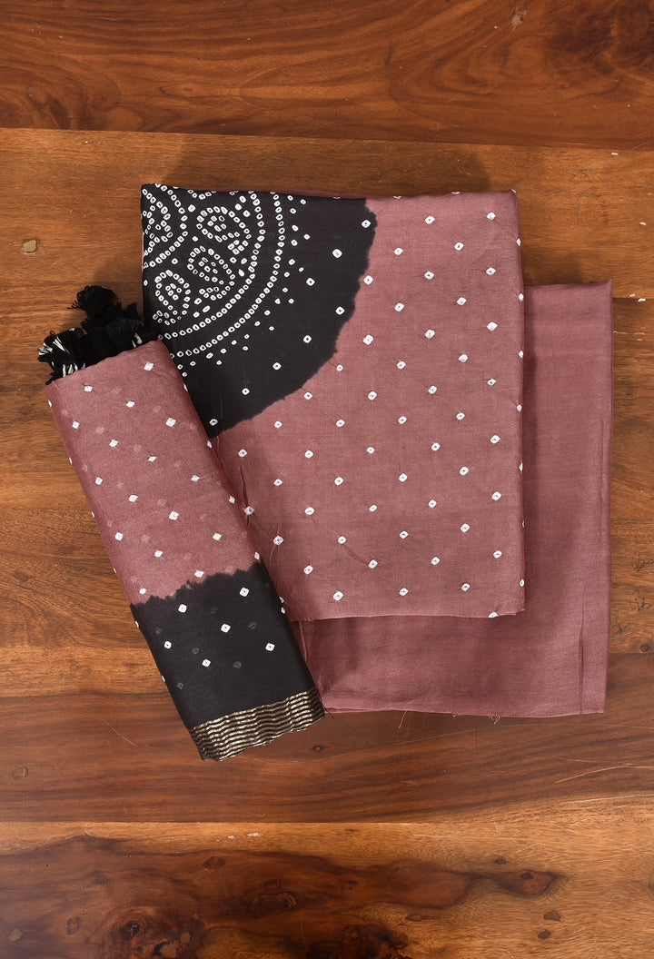 SHARAD : HANDMADE BANDHANI CHANDERI SILK -COTTON 3 PIECE SUIT SET