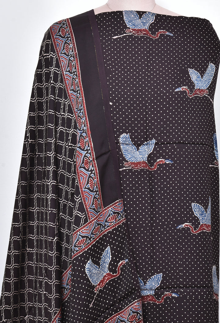 MRUNAL  : AJRAKH HAND BLOCK MODAL SILK 2 PIECE SUIT