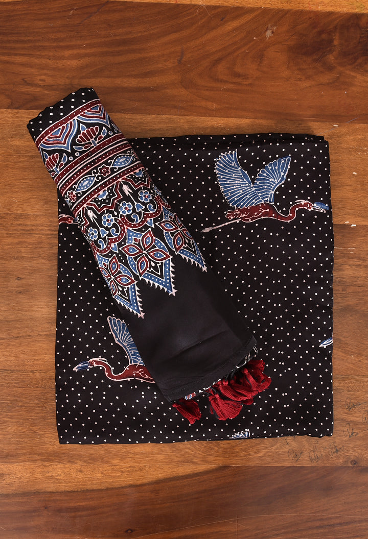 MRUNAL  : AJRAKH HAND BLOCK MODAL SILK 2 PIECE SUIT