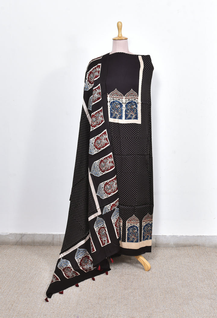 SHIKHA : AJRAKH HAND BLOCK MODAL SILK 2 PIECE SUIT