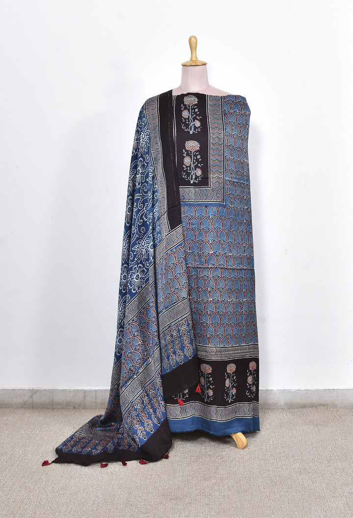 MANYA : AJRAKH HAND BLOCK MODAL SILK 2 PIECE SUIT