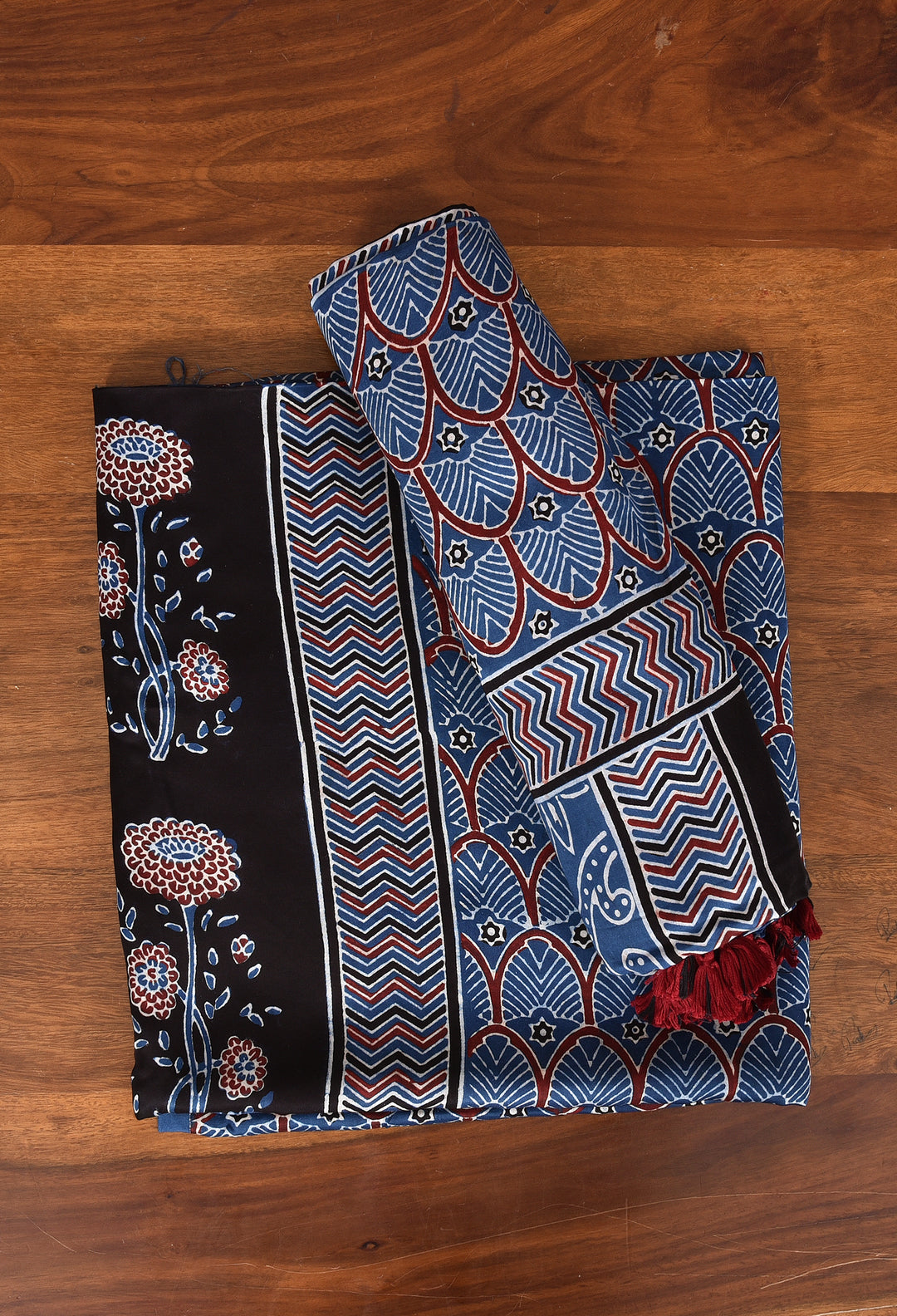 MANYA : AJRAKH HAND BLOCK MODAL SILK 2 PIECE SUIT