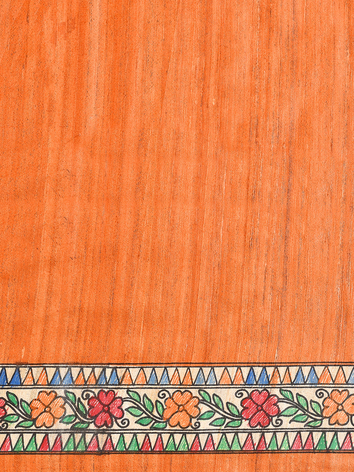 INDRANI : MADHUBANI HAND PAINTED PURE GHICHA TUSSAR SILK SAREE