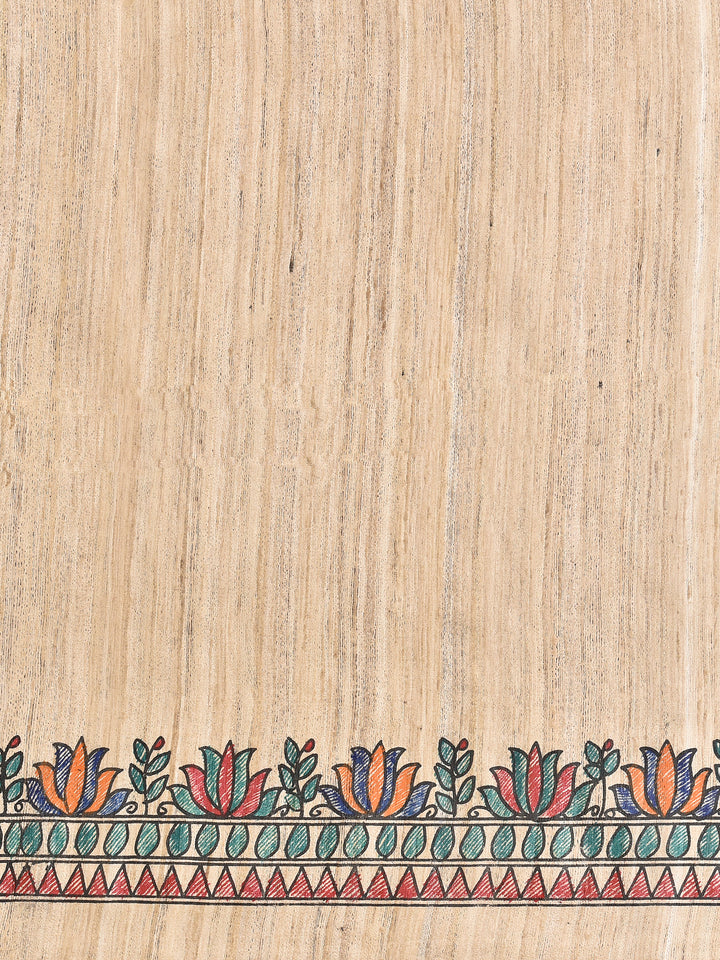 PAUSHALI : MADHUBANI HAND PAINTED PURE GHICHA TUSSAR SILK SAREE