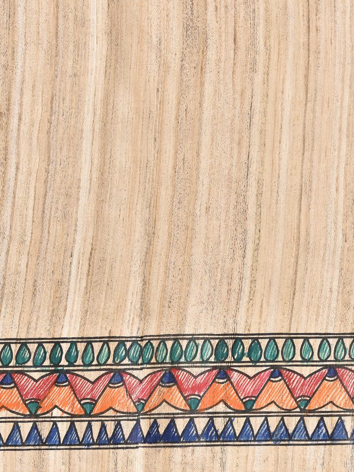 VARALIKA : MADHUBANI HAND PAINTED PURE GHICHA TUSSAR SILK SAREE