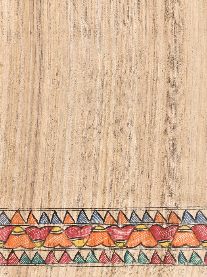 SIJI : MADHUBANI HAND PAINTED PURE GHICHA TUSSAR SILK SAREE