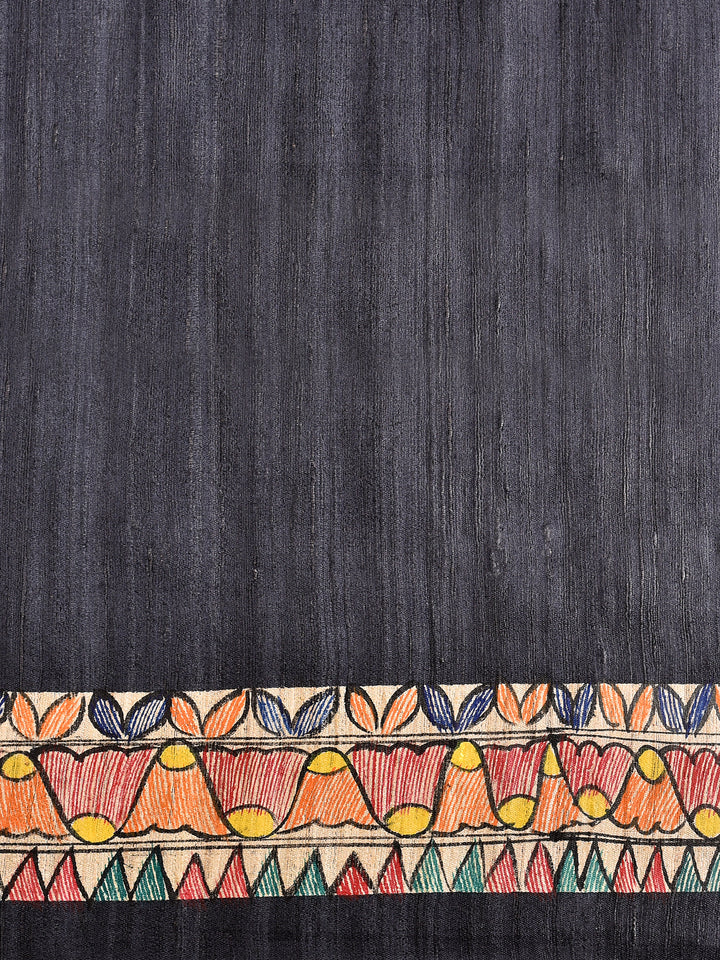 BHAGYA : MADHUBANI HAND PAINTED PURE GHICHA TUSSAR SILK SAREE