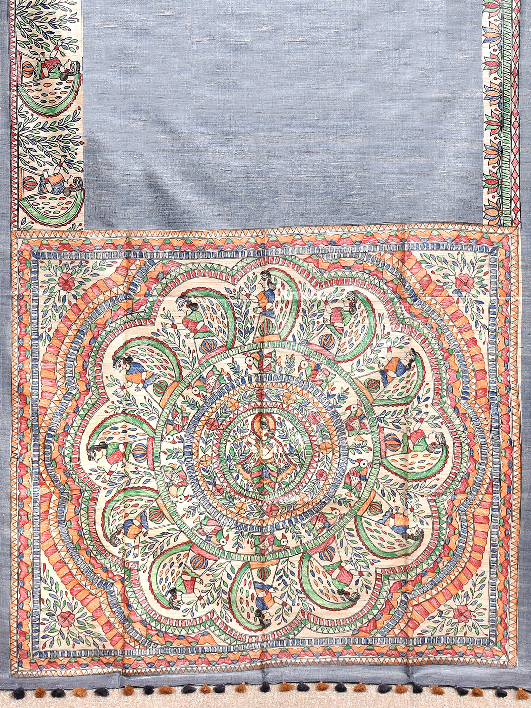 SHYAMA : MADHUBANI HAND PAINTED PURE GHICHA TUSSAR SILK SAREE