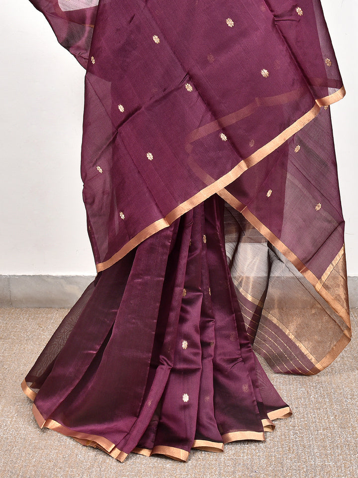 NUMISHKA : HANDWOVEN CHANDERI SILK SAREE WITH ZARI BOOTIS ALL OVER